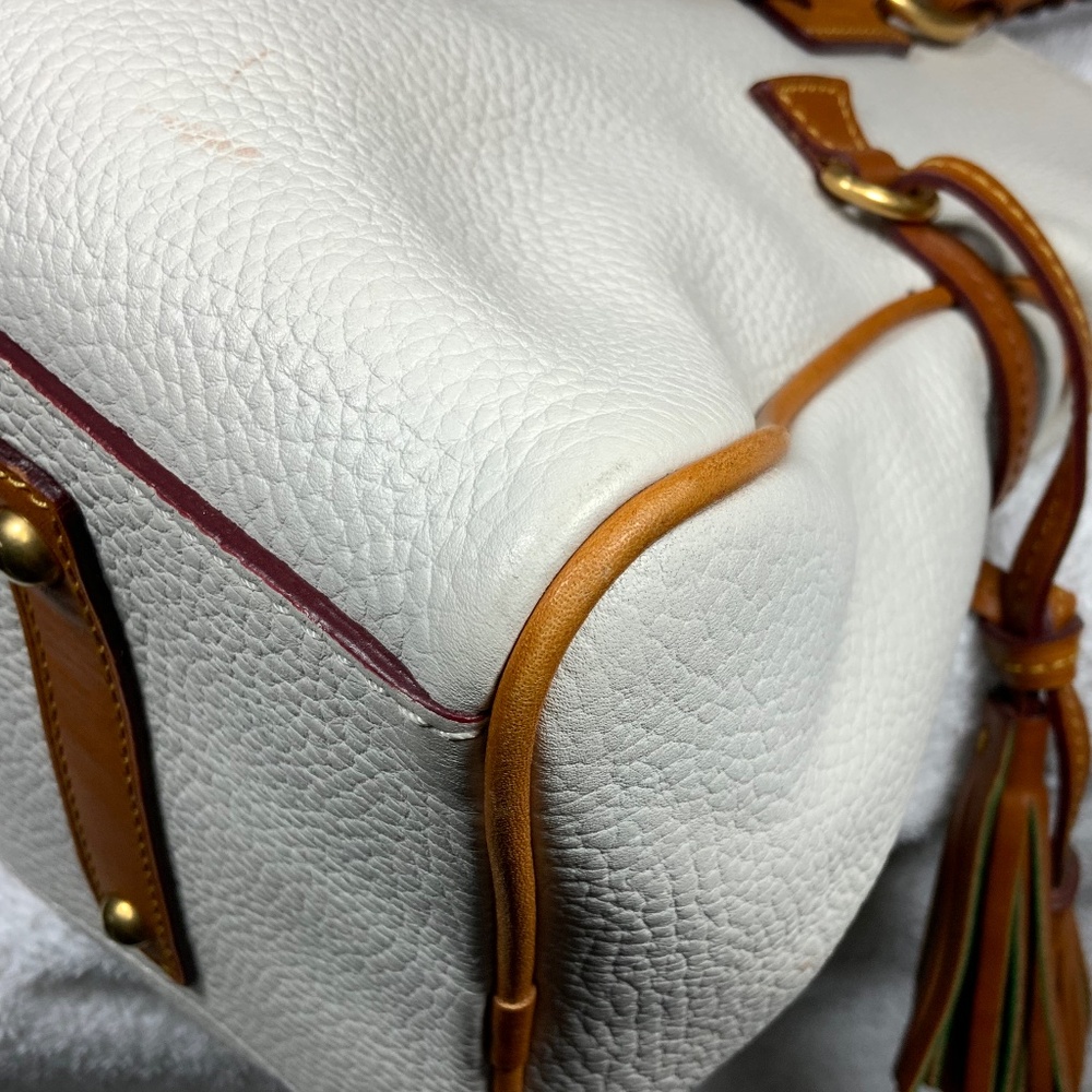 Dooney & Bourke Cream and Tan Domed Leather Satchel - Picture 11 of 16